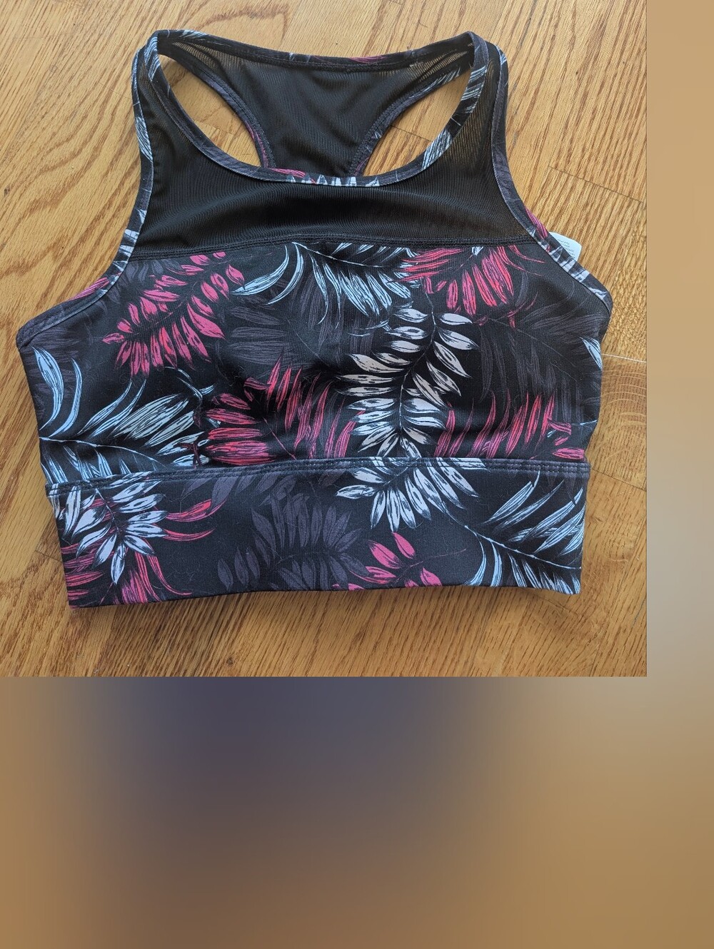 Fabletics Black Floral Racerback Sports Bra "Marcia"